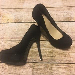 Faux suede platform heel